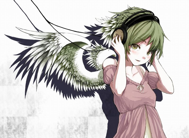 Green-haired Girl with Wings — Green, Calm