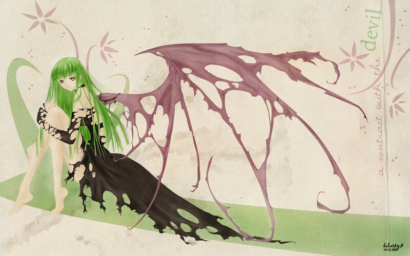 Green-haired Girl with Wings — Green, Dramatic, Anime, Dress