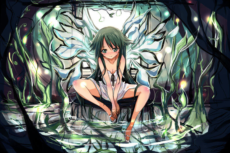 Green-haired Girl with Wings — Green, Serene