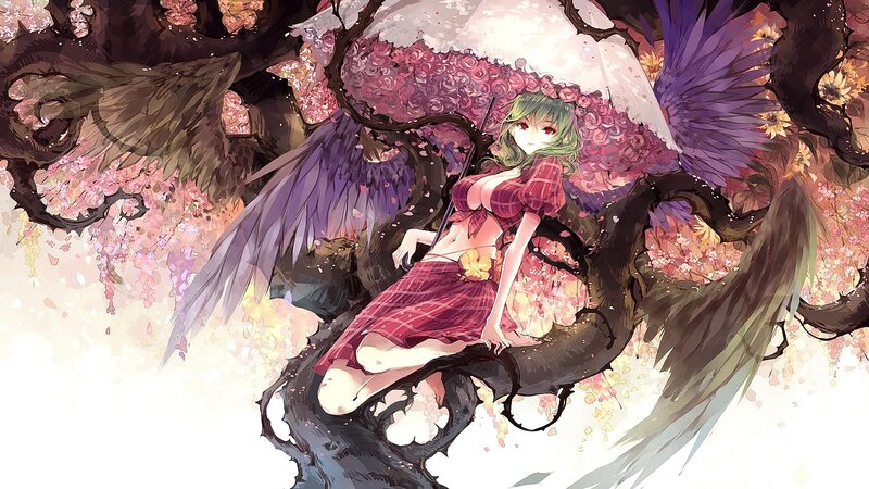 Green-haired Girl with Wings — Pink, Serene, Spring