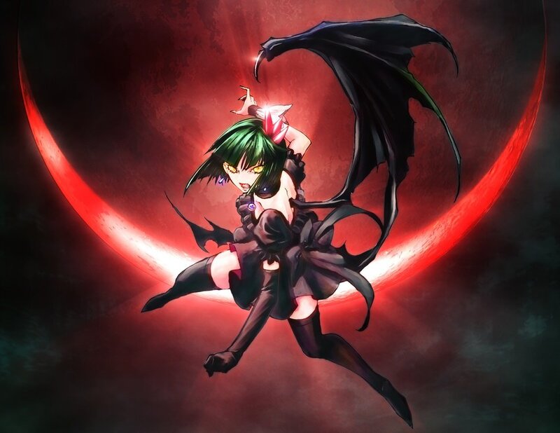 Green-haired Girl with Wings — Red, Dramatic