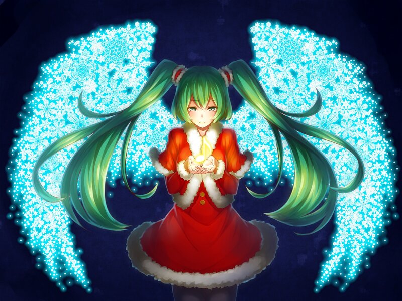 Green-haired Girl with Wings — Red, Festive