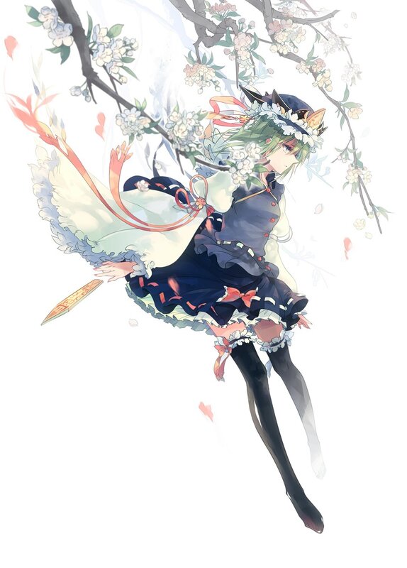 Green-haired Girl with Wings — White, Serene, Spring