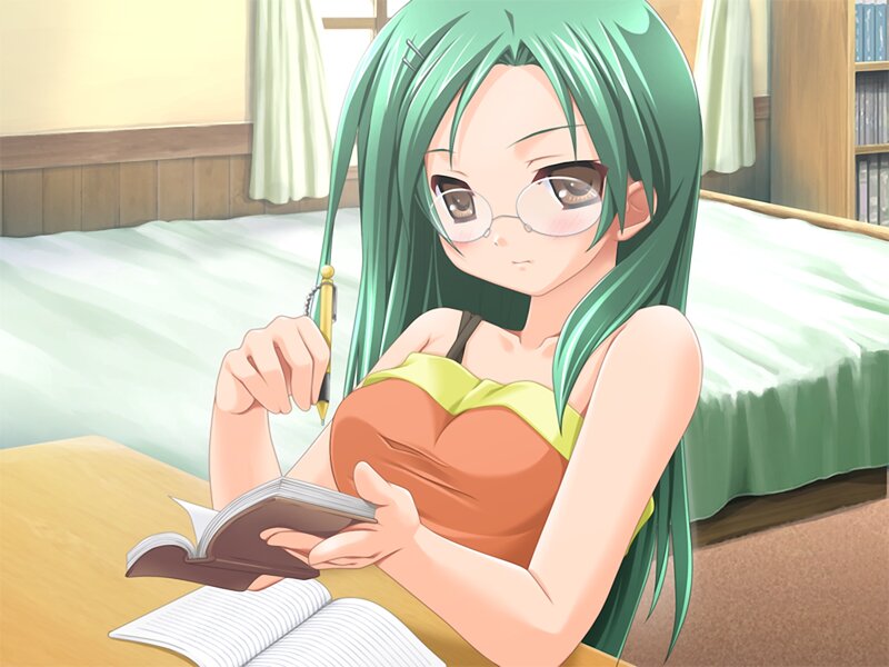 Green-haired Girl Writing