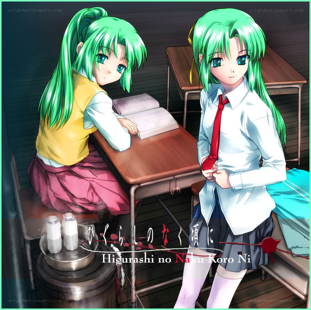 Green-haired girls in classroom
