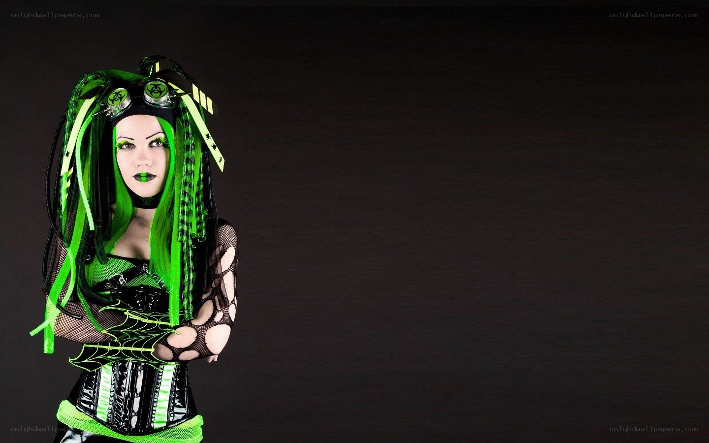 green-haired goth woman
