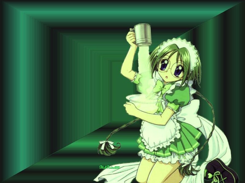 Green-haired Maid Character — Green, Playful