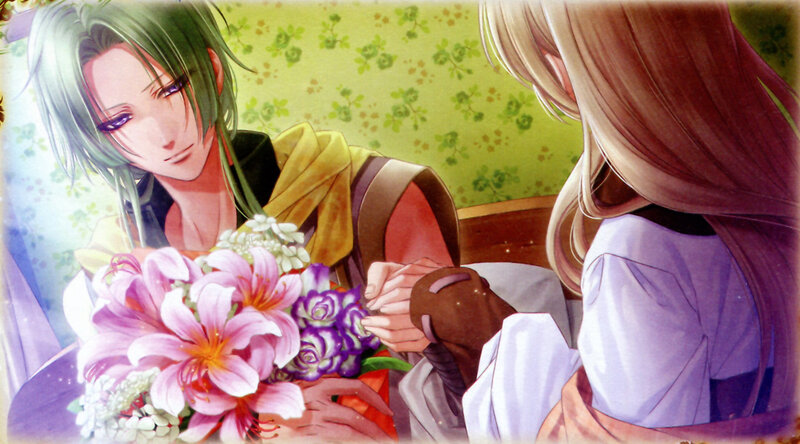 Green-haired Man Holding Flowers
