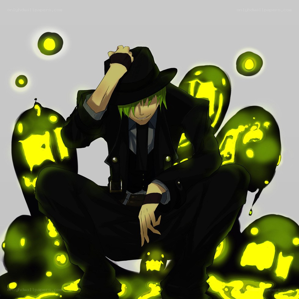 green-haired man in black suit