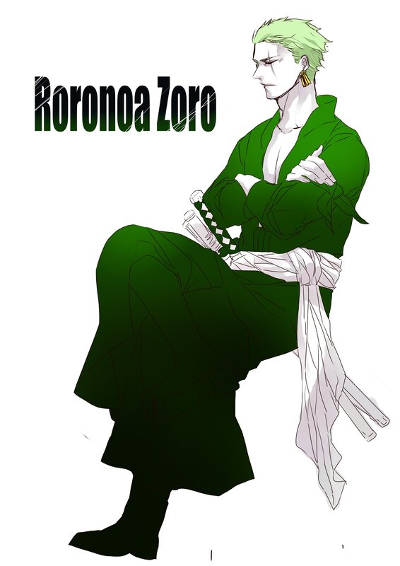 Green-haired Man Sitting — Green
