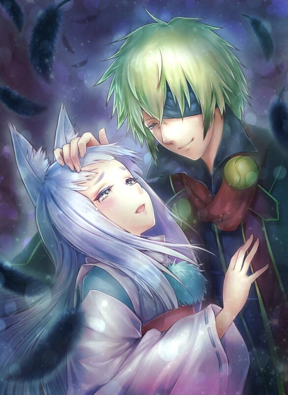 Green-haired Man with Silver-haired Woman