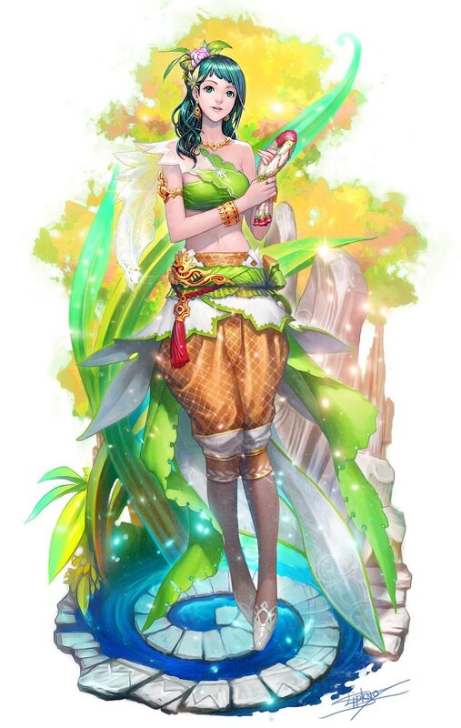 green-haired nature spirit