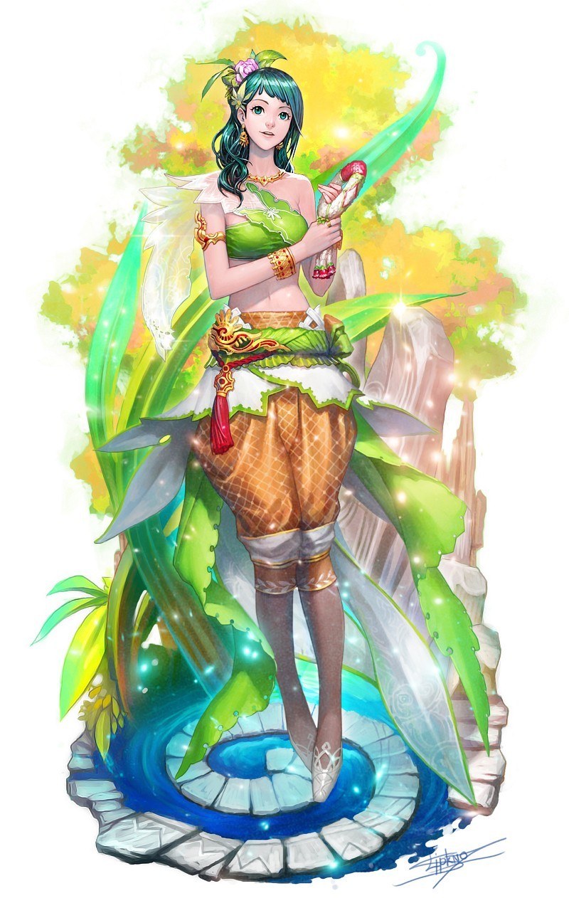 green-haired nature spirit