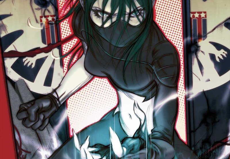 green-haired ninja in action
