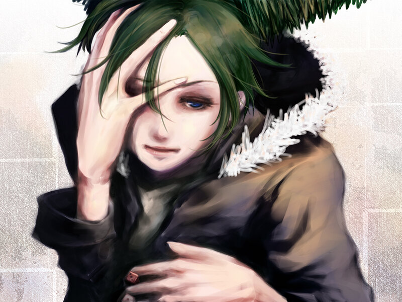 Green-haired Person in Coat