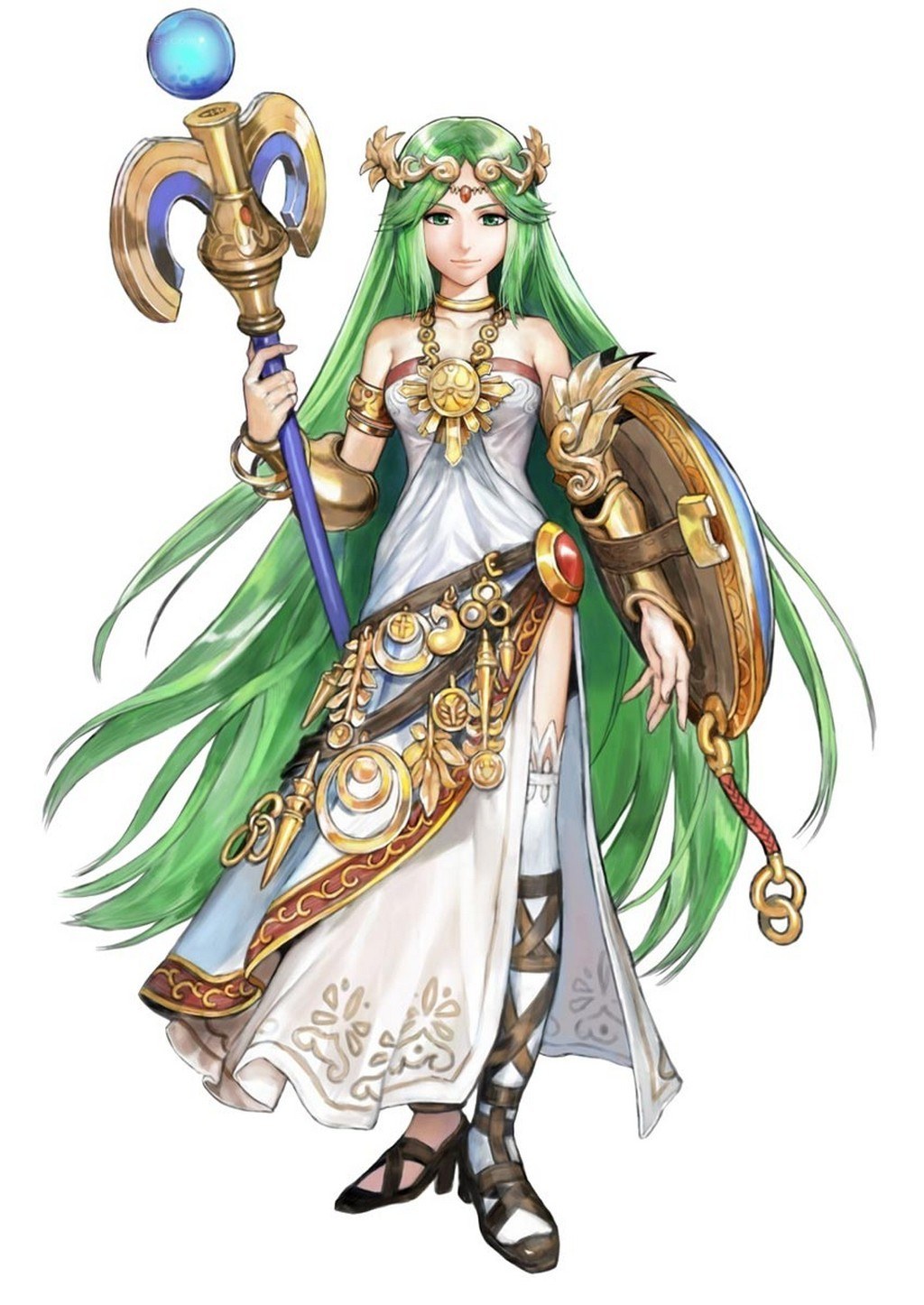 green-haired priestess with staff