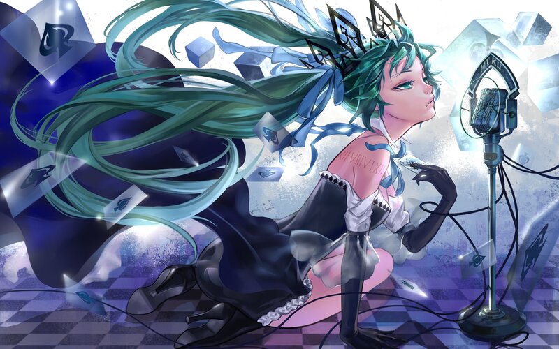 green-haired singer at microphone