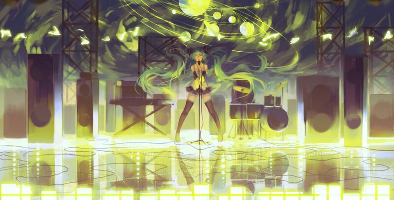 Green-haired Singer on Stage — Yellow