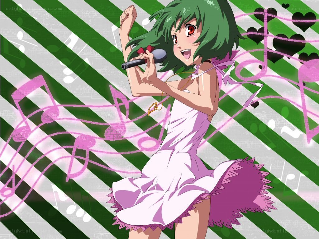 green-haired singer with microphone