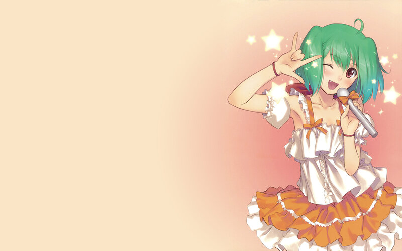 green-haired singer with microphone