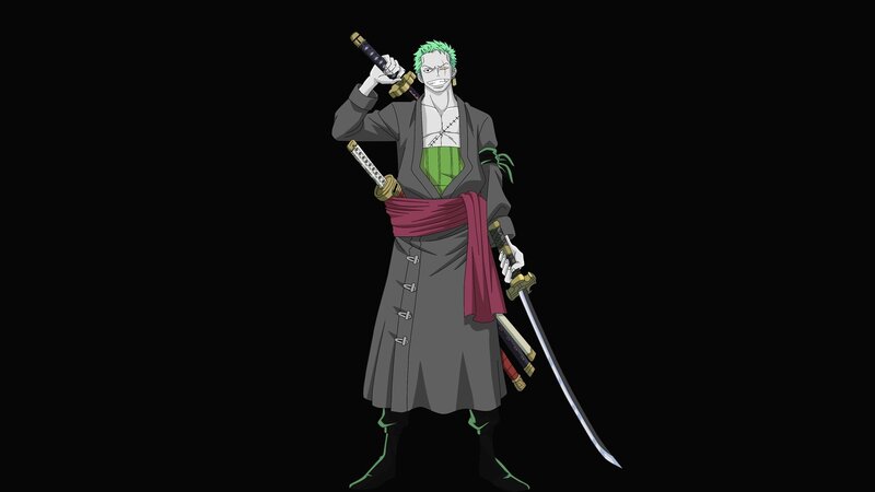 Green-haired Swordsman — Black, Confident