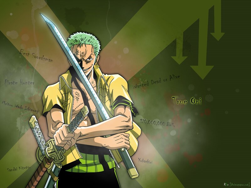 Green-haired Swordsman — Green, Dramatic, Anime, Swords