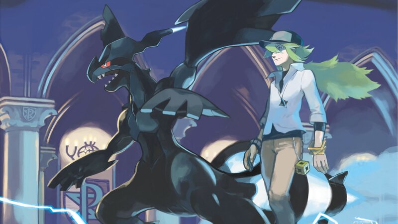 Green-haired Trainer with Pokémon — Blue