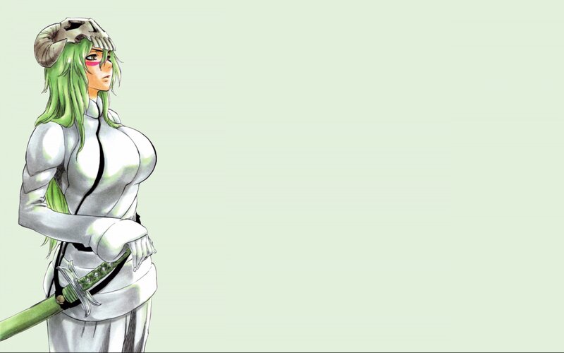 Green-haired Warrior — White, Serious