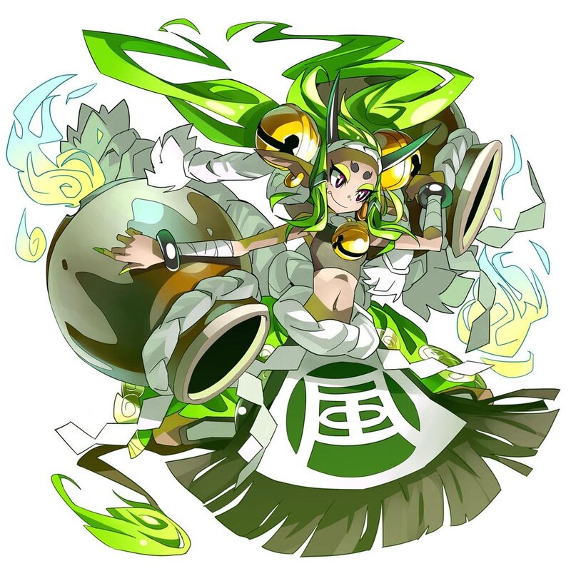 green-haired warrior with bells