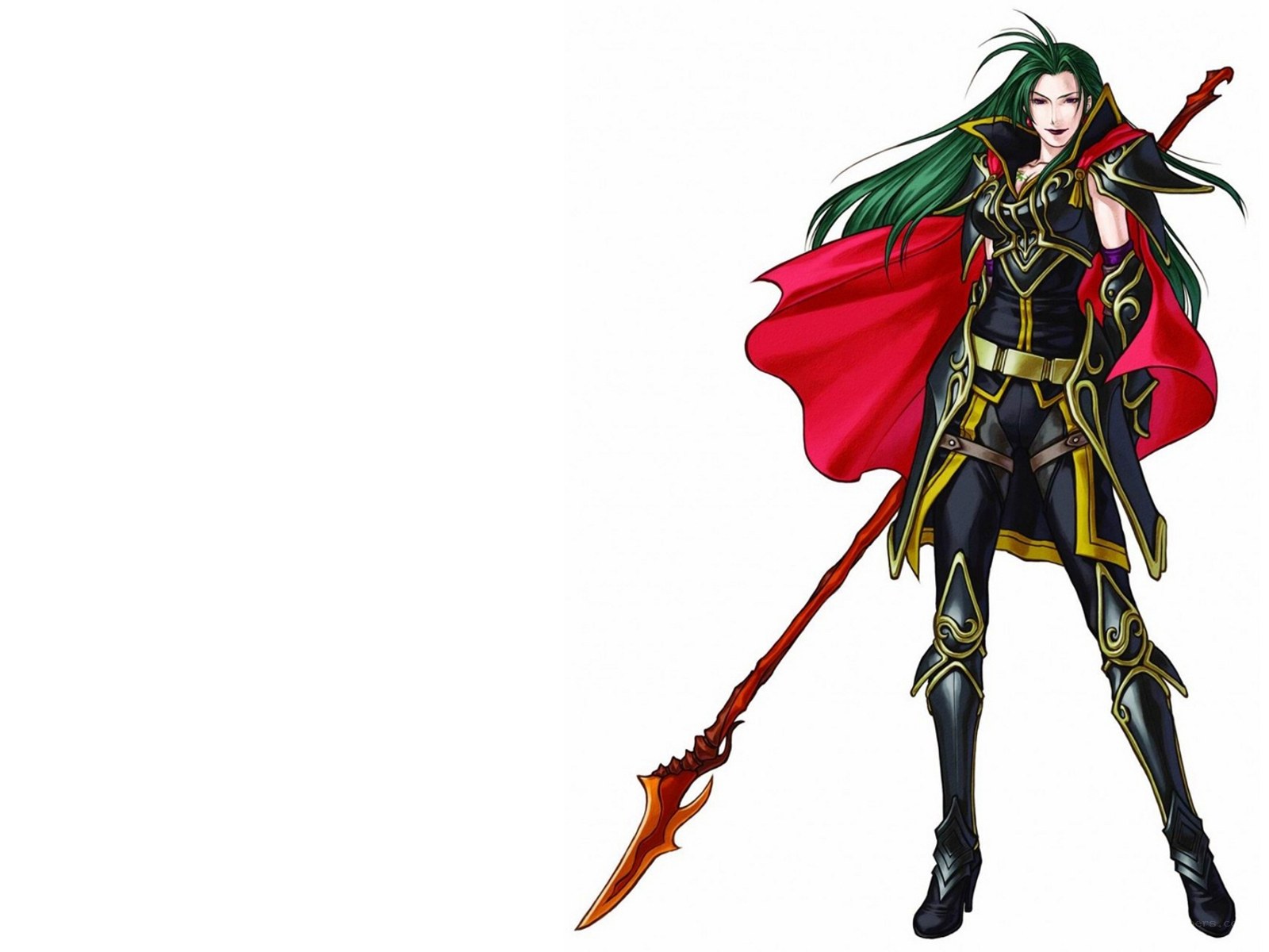 green-haired warrior with spear