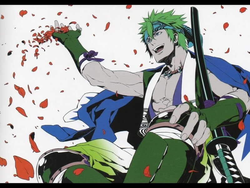 Green-haired warrior with sword