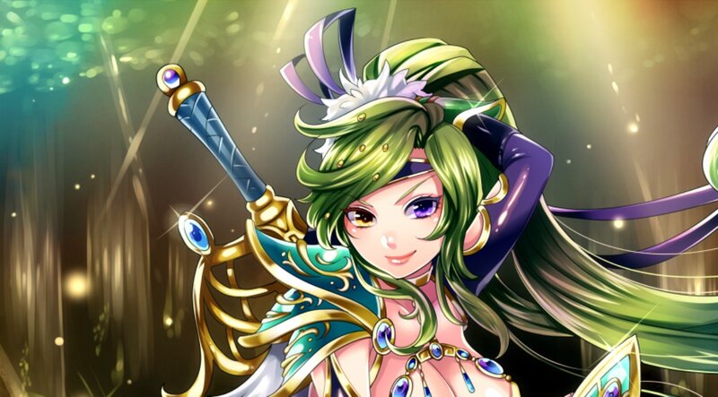 Green-haired Warrior Woman — Green, Dramatic, Anime
