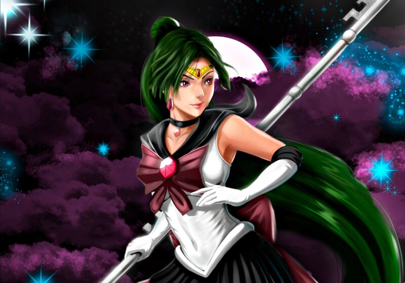 Green-haired Warrior Woman — Purple, Dramatic