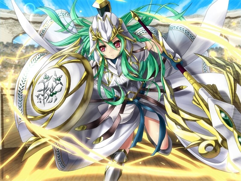 Green-haired Warrior Woman — White