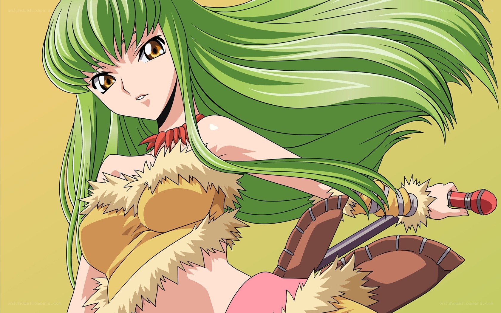 green-haired warrior woman