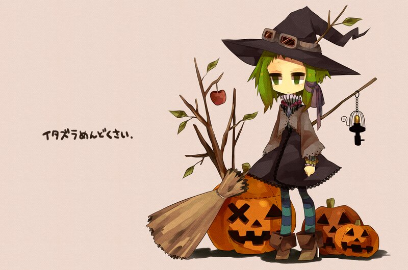Green-haired Witch Character — Black