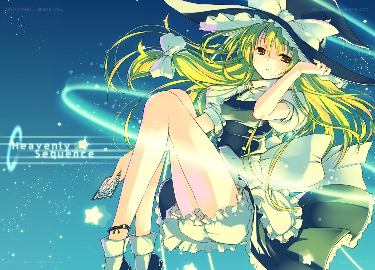 green-haired witch in starry sky