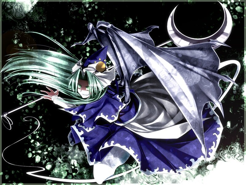 green-haired witch with bat wings
