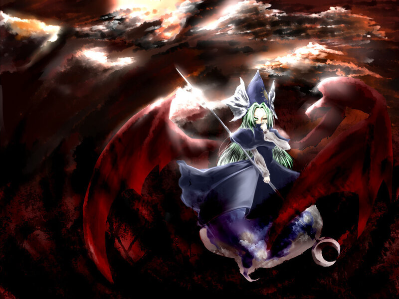 green-haired witch with red wings