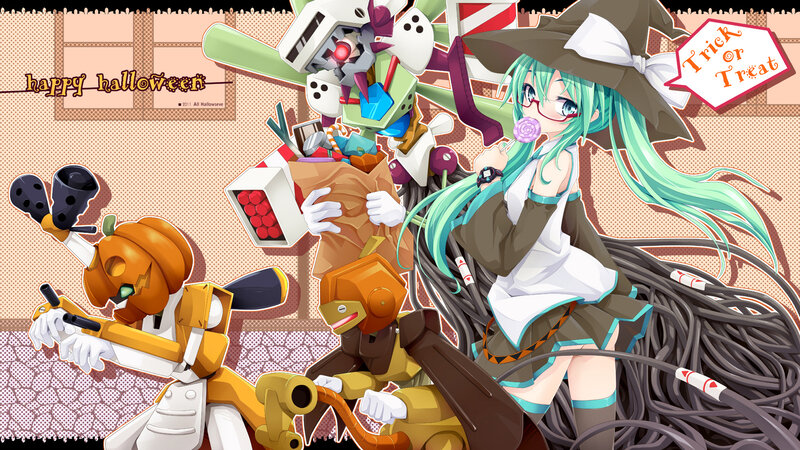 Green-haired Witch with Robots