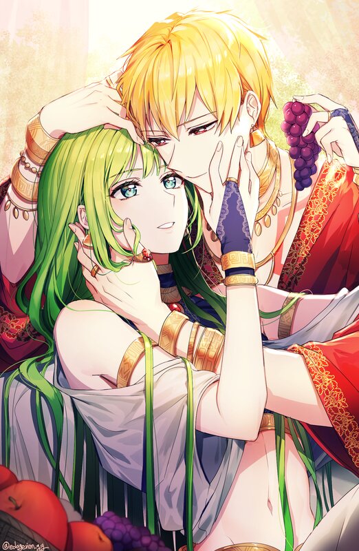 Green-haired Woman and Blonde Man