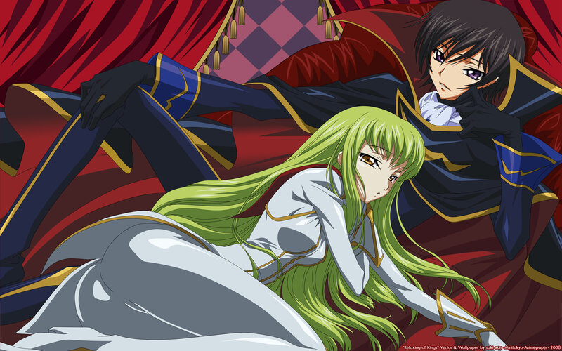 Green-haired Woman and Dark-haired Man — Red