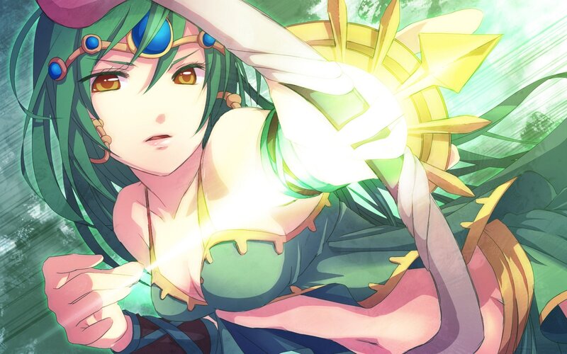 Green-haired Woman Casting Spell — Green