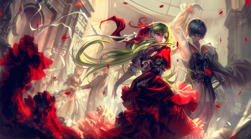 Green-haired Woman Dancing — Red