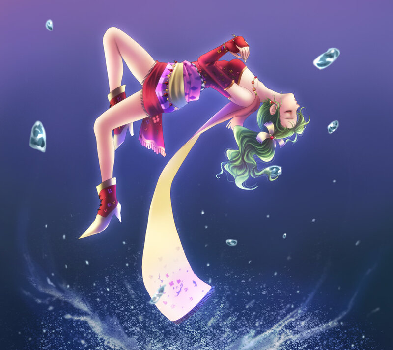 Green-haired Woman Floating