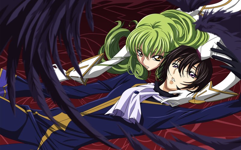 Green-haired Woman Holding Man — Blue, Dramatic