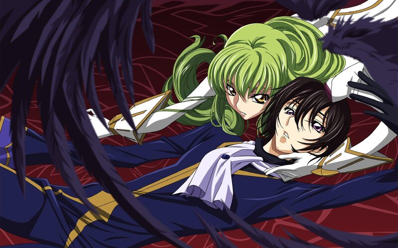 Green-haired Woman Holding Man — Blue
