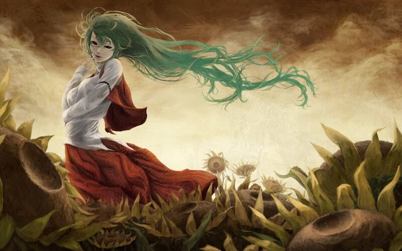 Green-haired Woman in Field