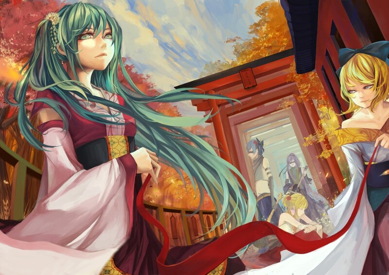 Green-haired Woman in Kimono