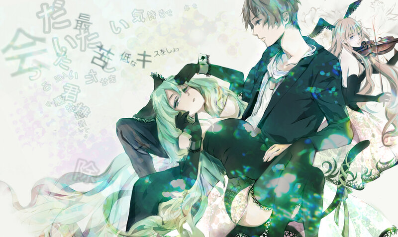 Green-haired Woman in Man's Lap